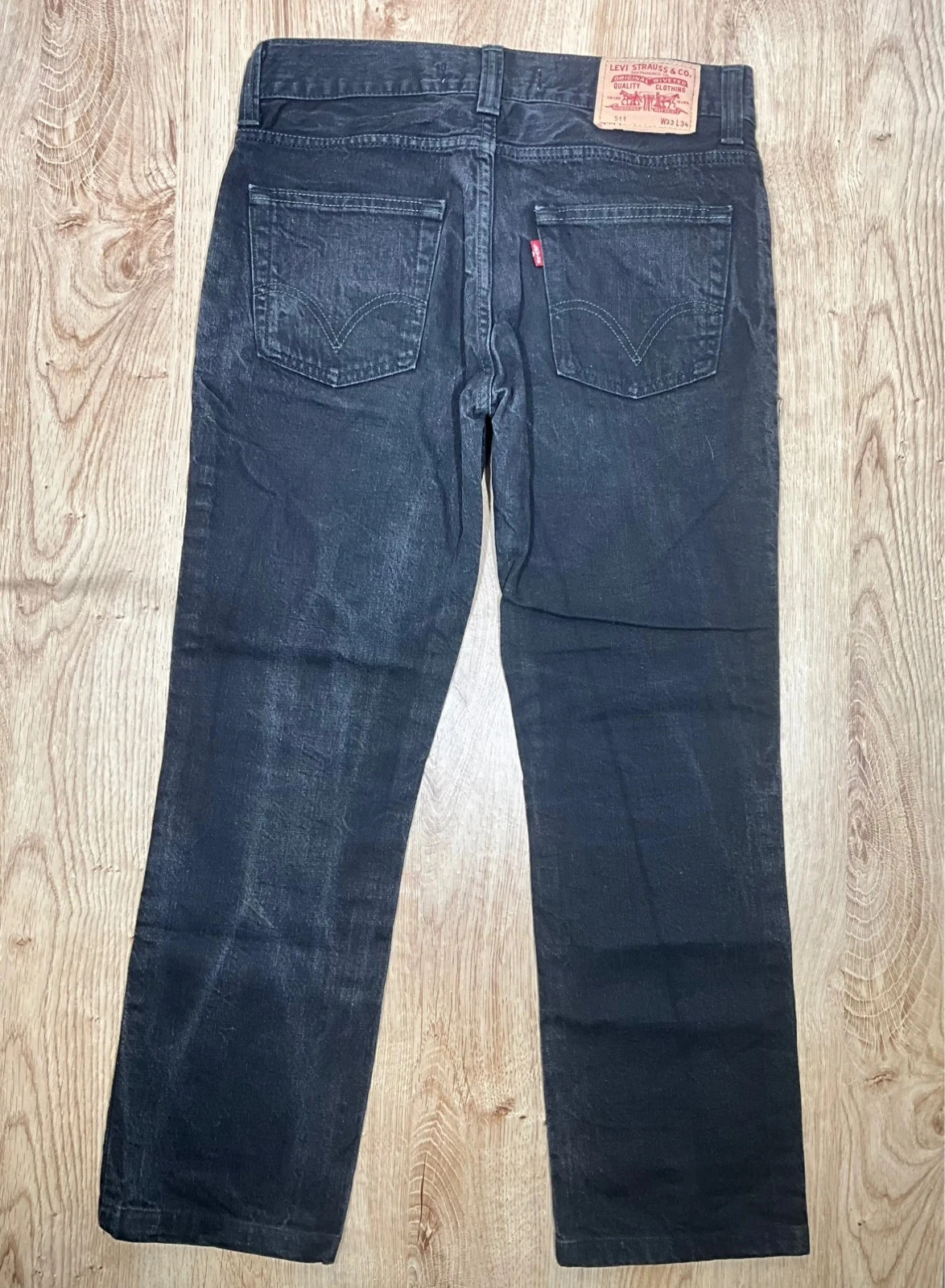 Jean Levi's 511 Slim W33 L34 Vintage 100% Coton Noir Délavé – photo 6